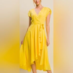 Love Tree Yellow High Low Sundress with Plunge Neckline New with Tags Size Large